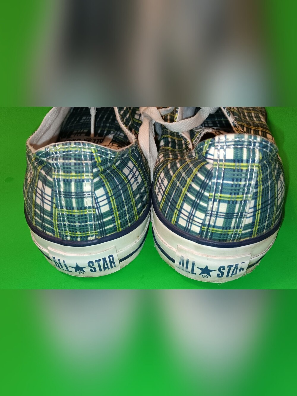 2008 Converse Green/White Plaid Low Top Shoes/Sneakers Preowned Men's Size 12 - Picture 12 of 13
